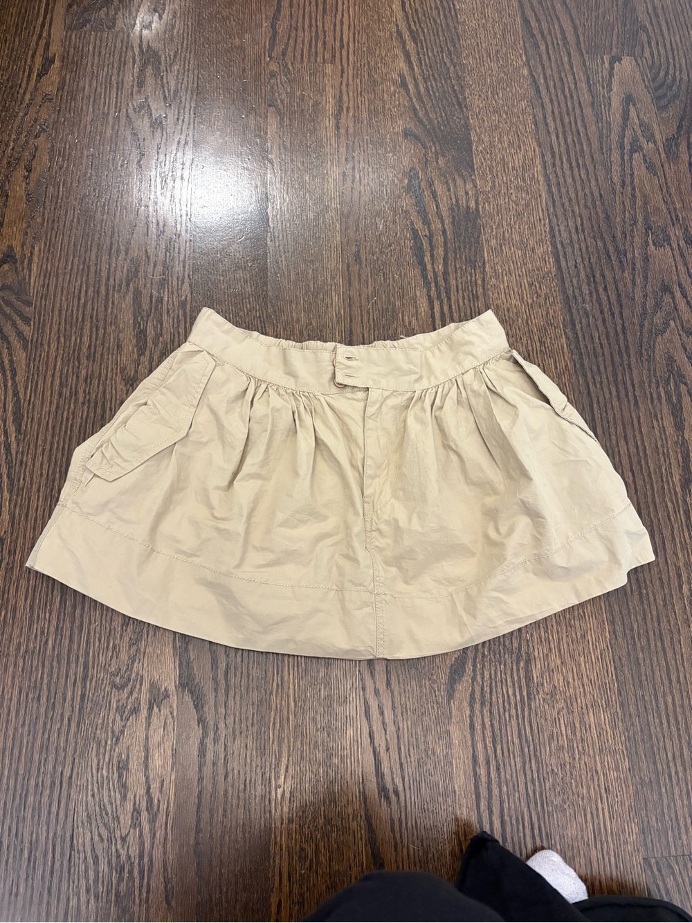 BDG Khaki Gathered Waist Mini Skirt